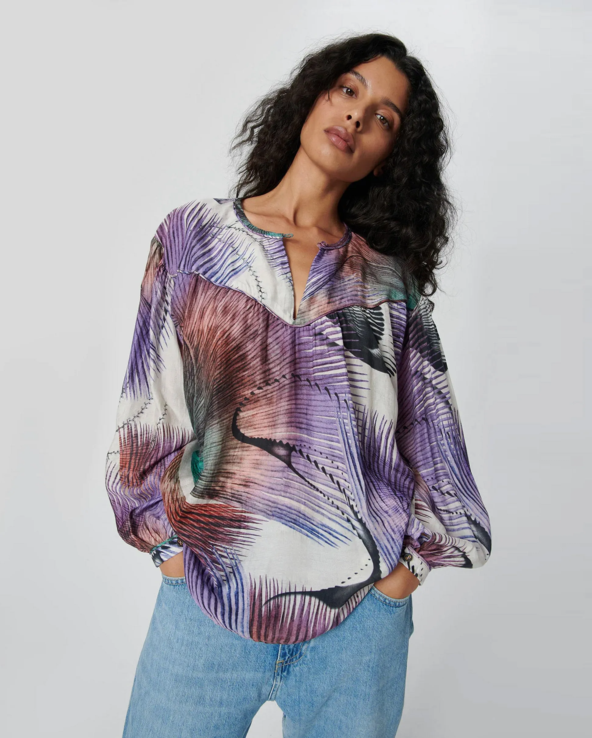 BAMBOO BLOUSE / PALM DYE LILAC