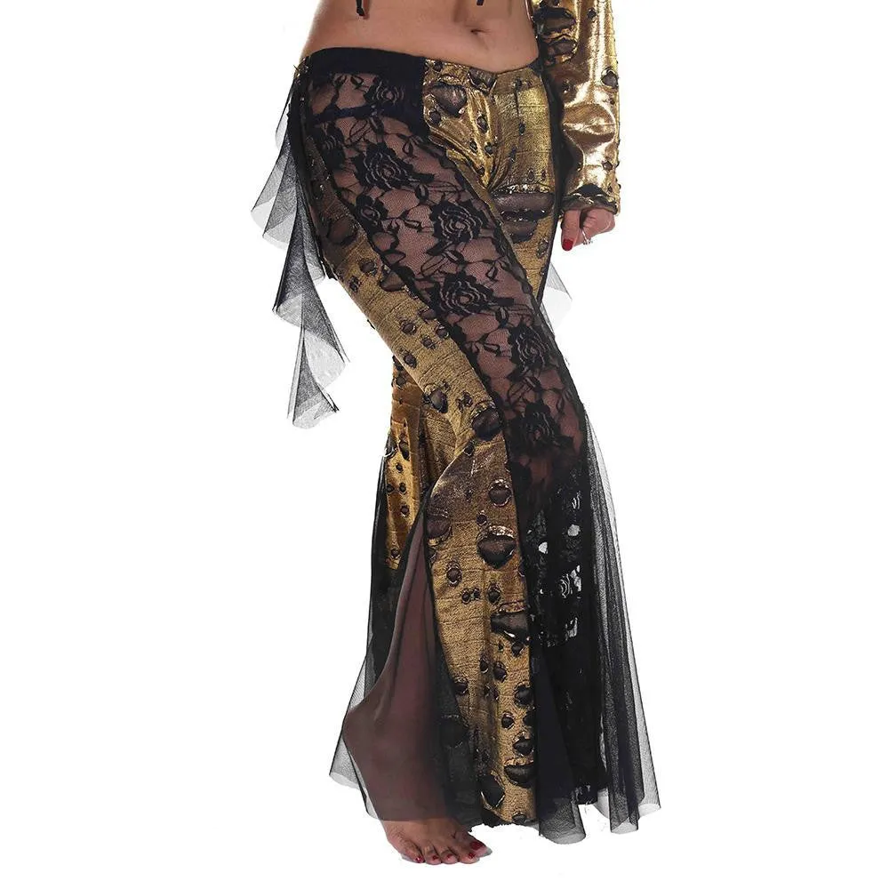 Belly Dance Metallic & Lace Harem Pants | URBAN SHIMMER