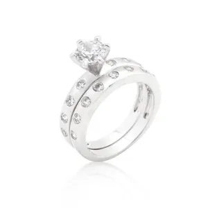 Bezel Set Round Cut Bridal Ring Set