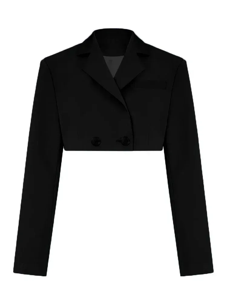 Casual Street Blazer New Cropped Matching Black Skirt Jacket