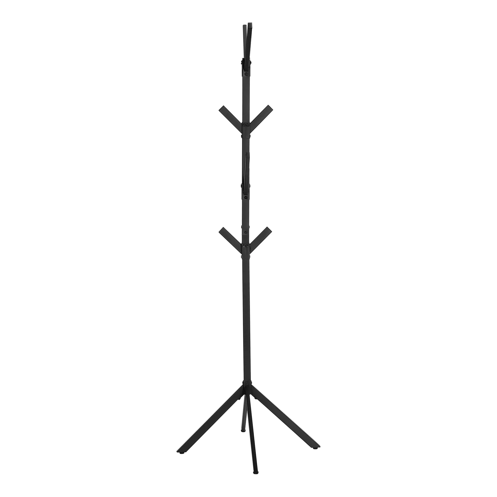 Coat Rack, Hall Tree, Free Standing, 8 Hooks, Entryway, 70"h, Bedroom, Black Metal, Contemporary, Modern