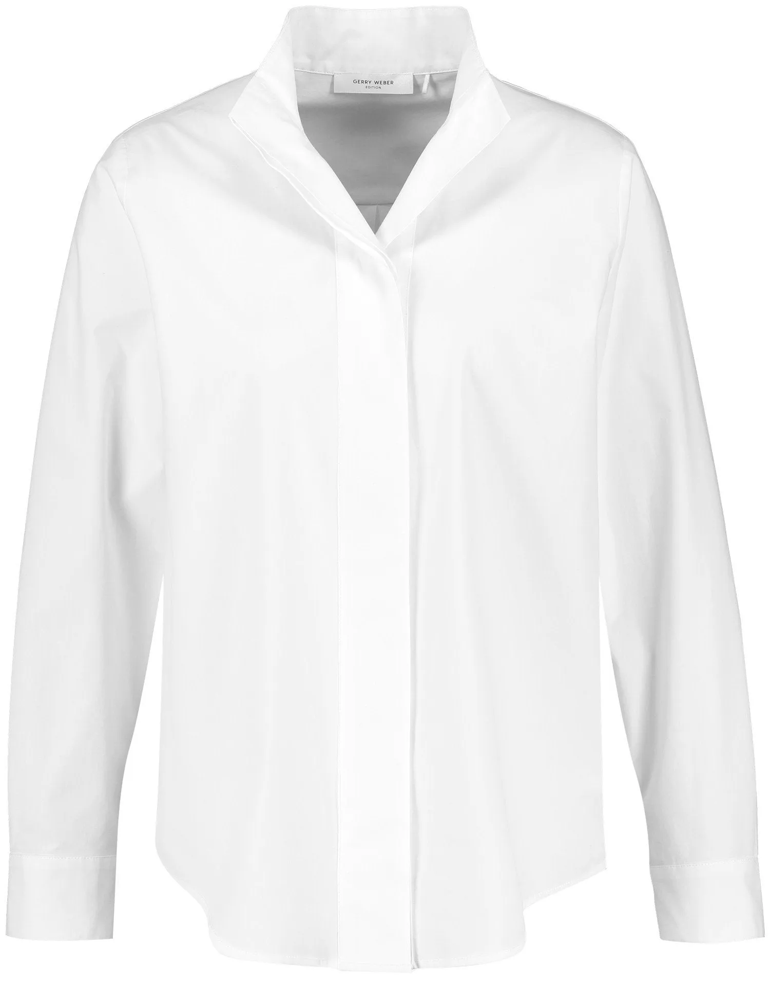 Cotton Blouse with Stand-up Collar