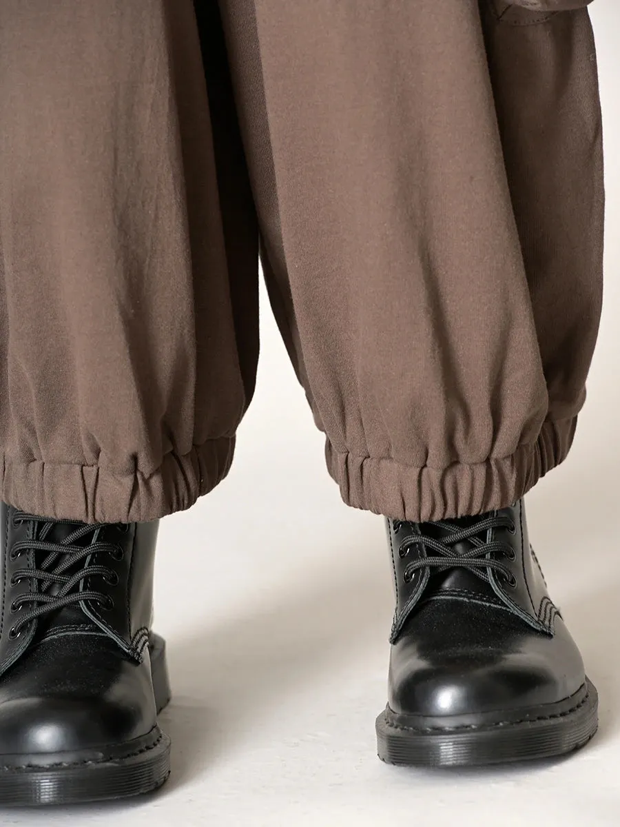 Cotton Jersey Barrel Leg Cargo Trousers with Dual Pockets