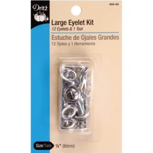 Dritz Eyelet Kit with Tools 1/4in 12/Pkg Nickel