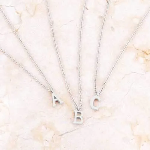 Elaina Rhodium Stainless Steel N Initial Necklace