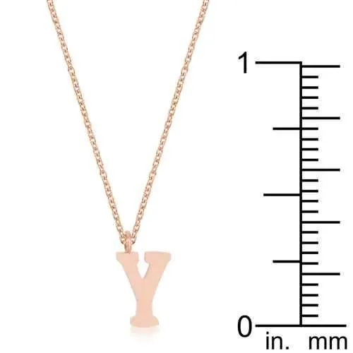 Elaina Rose Gold Stainless Steel Y Initial Necklace