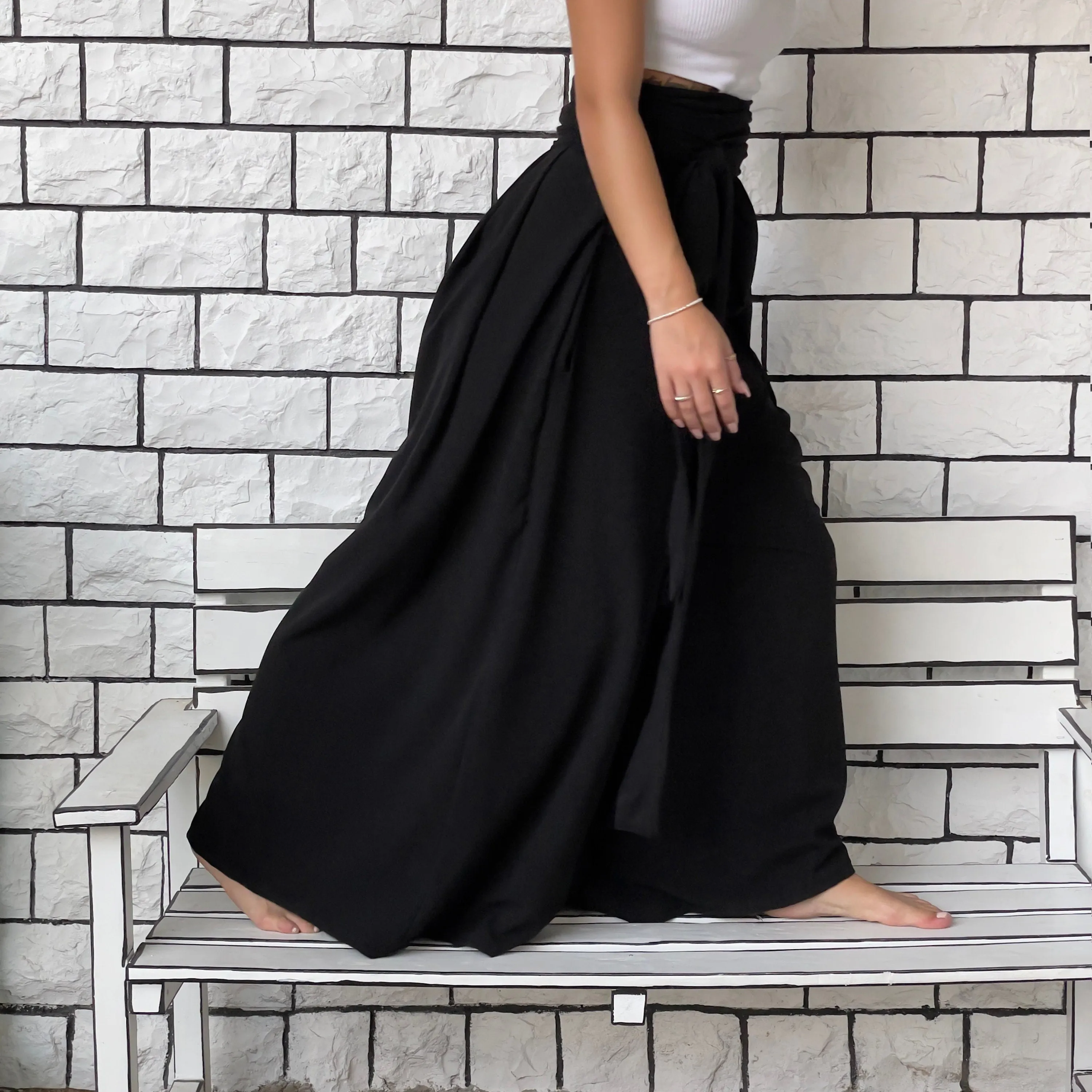 Flare Black Hakama style Pants