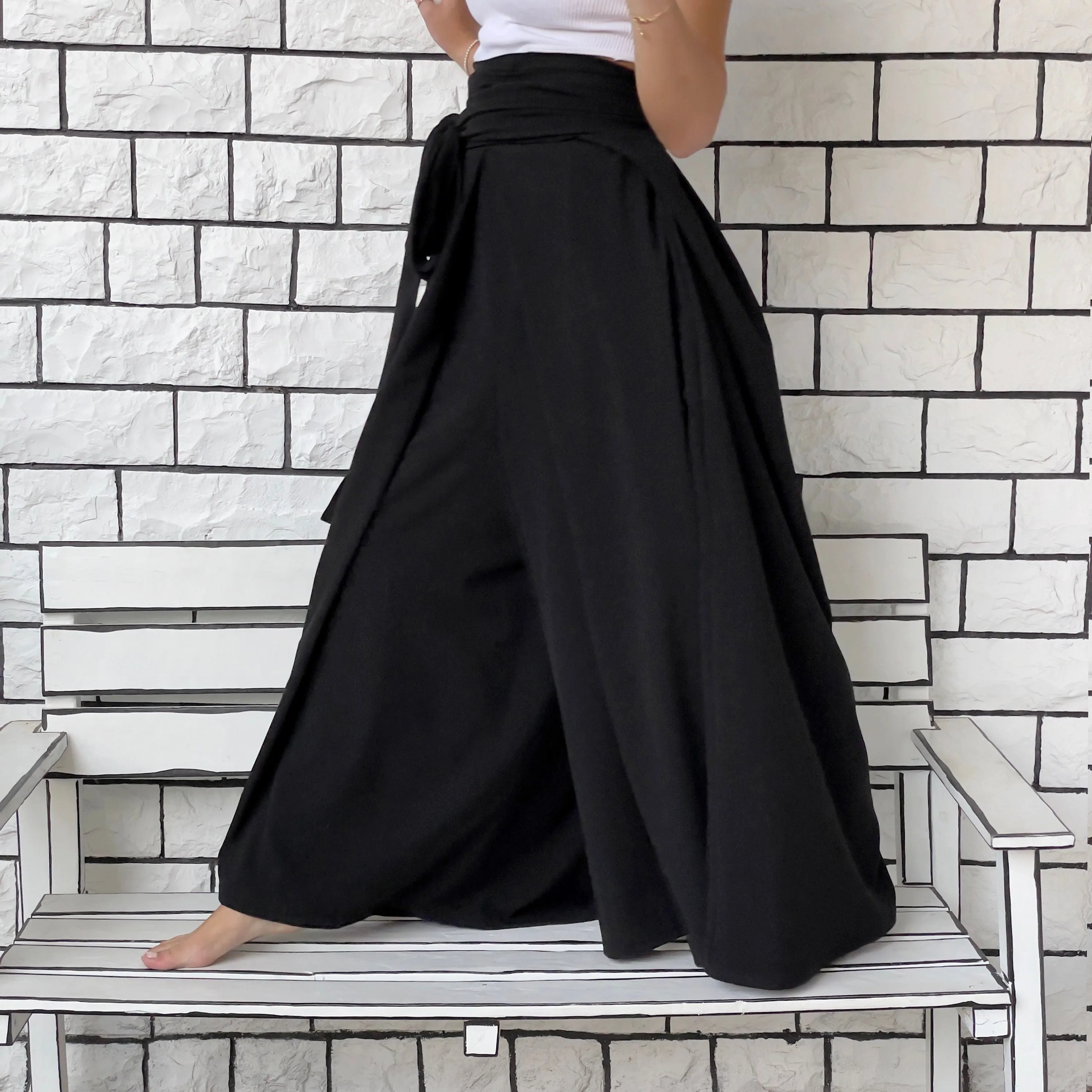 Flare Black Hakama style Pants