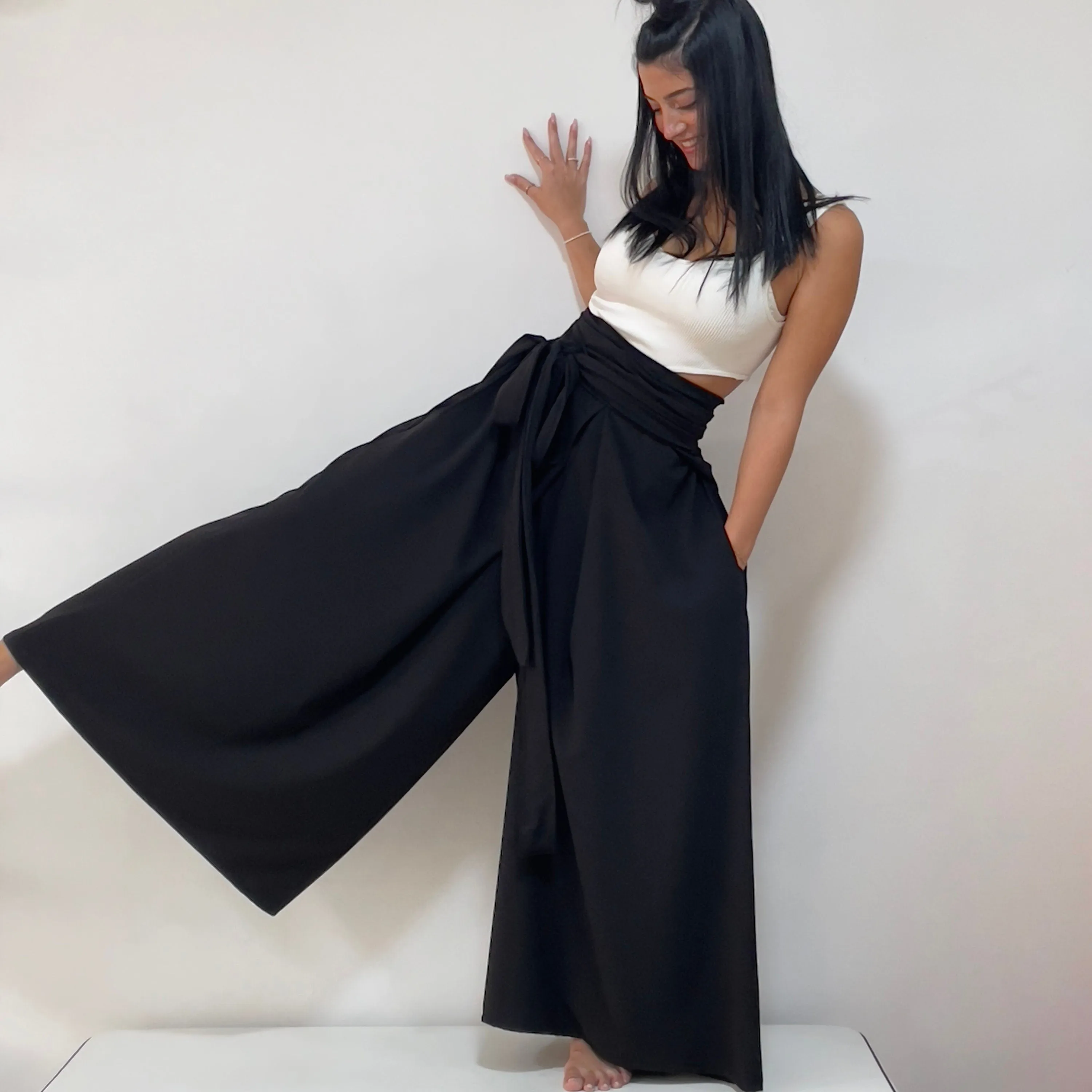 Flare Black Hakama style Pants