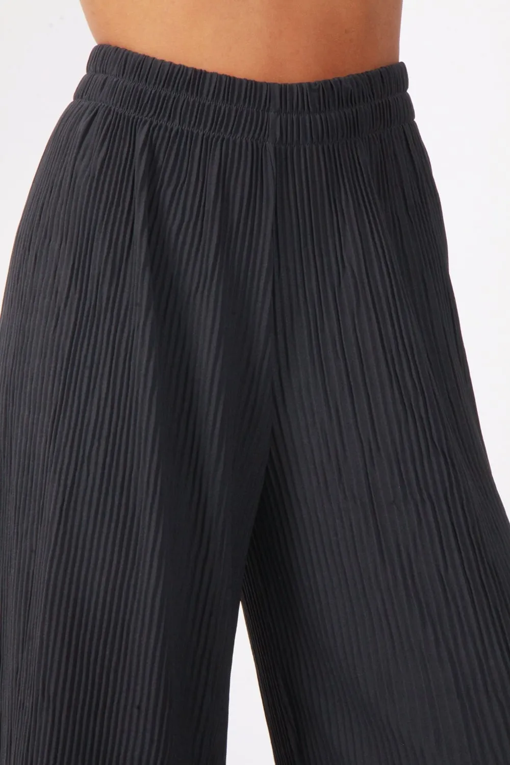 Full Length High Waist Pinstripe Pleated Culotte Trouser