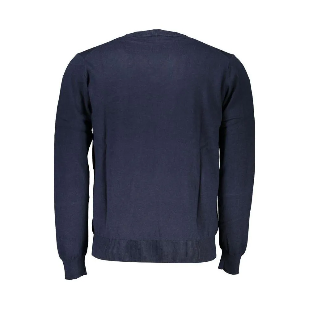 Harmont & Blaine V-Neck Embroidered Blue Sweater