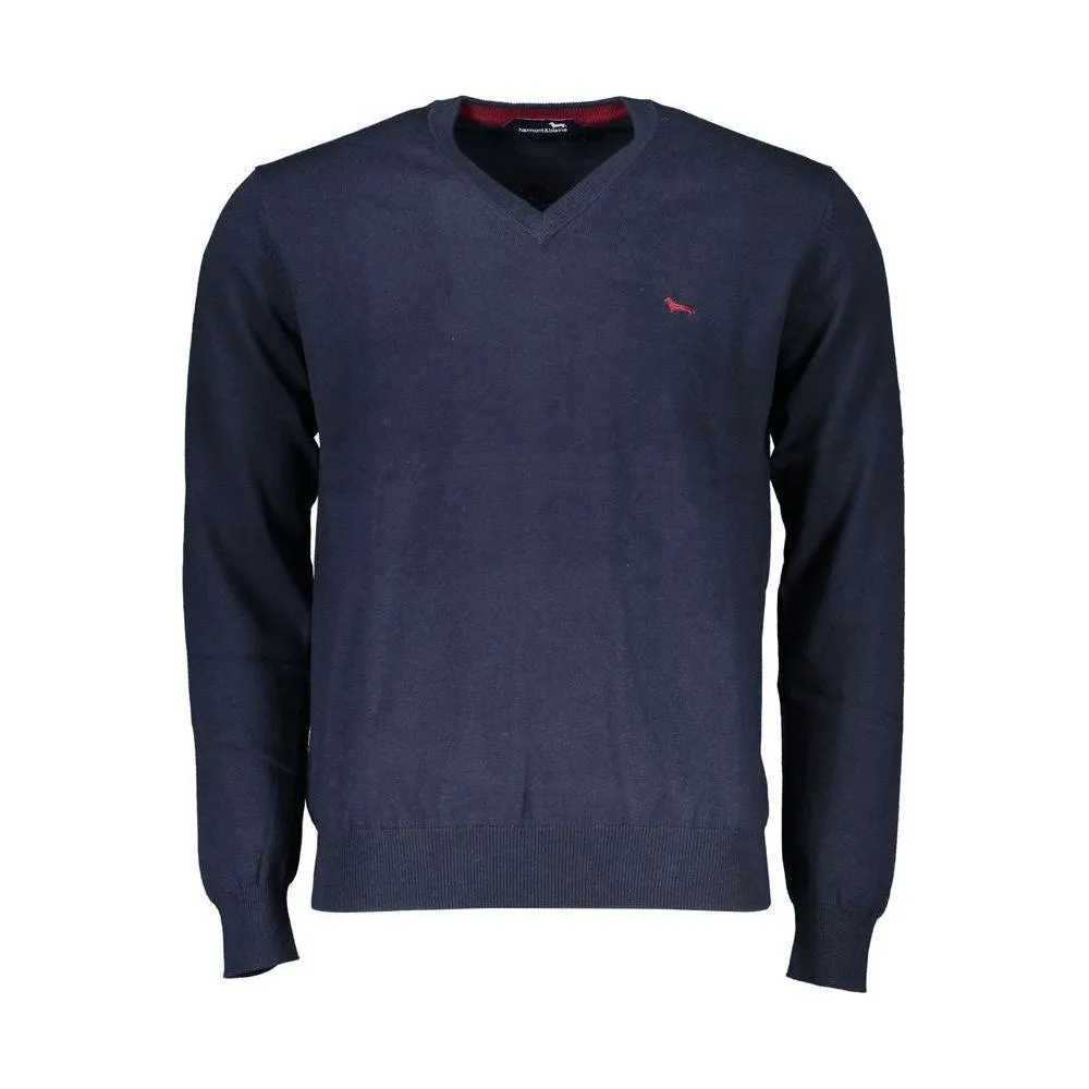 Harmont & Blaine V-Neck Embroidered Blue Sweater