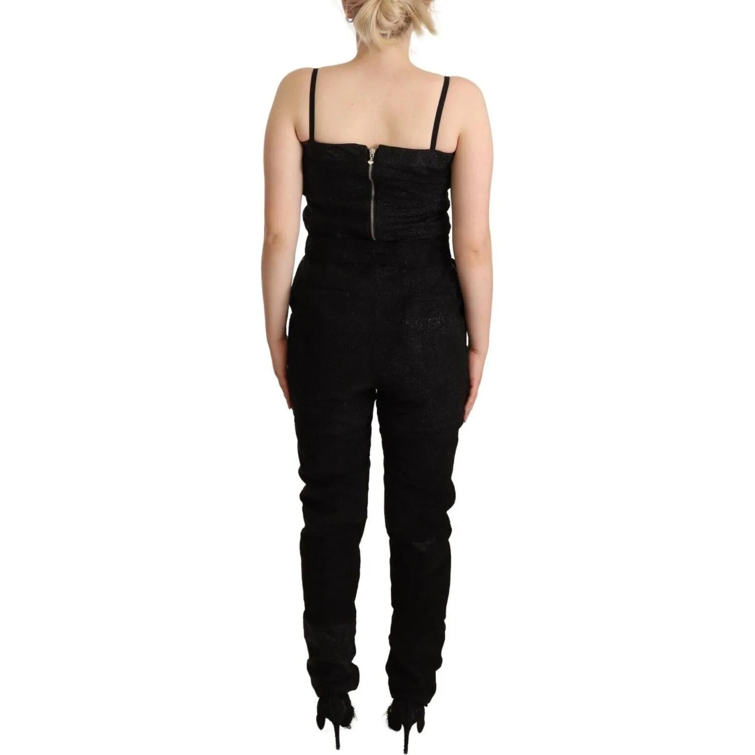 La Maison du Couturier Elegant Sleeveless Jumpsuit Dress in Black