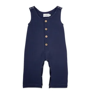 Linen Baby Romper / Navy