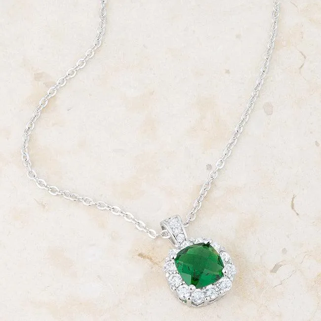 Liz 2.6ct Emerald CZ Rhodium Classic Necklace