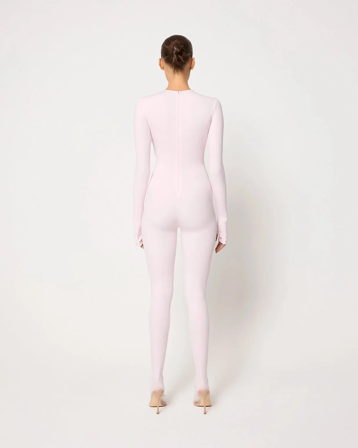 Long Sleeve Footed Catsuit | Powder Pink