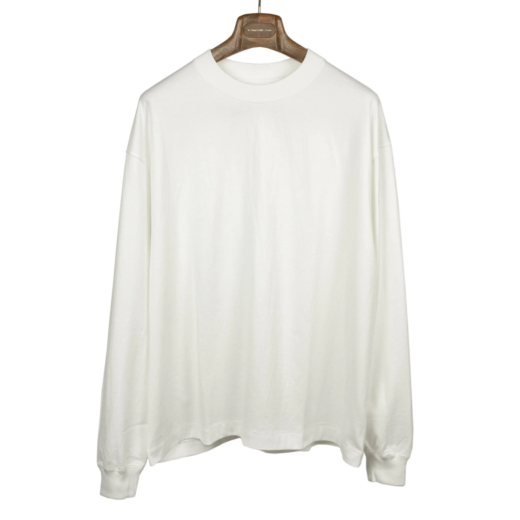 Long sleeve tee in white suvin and supima cotton