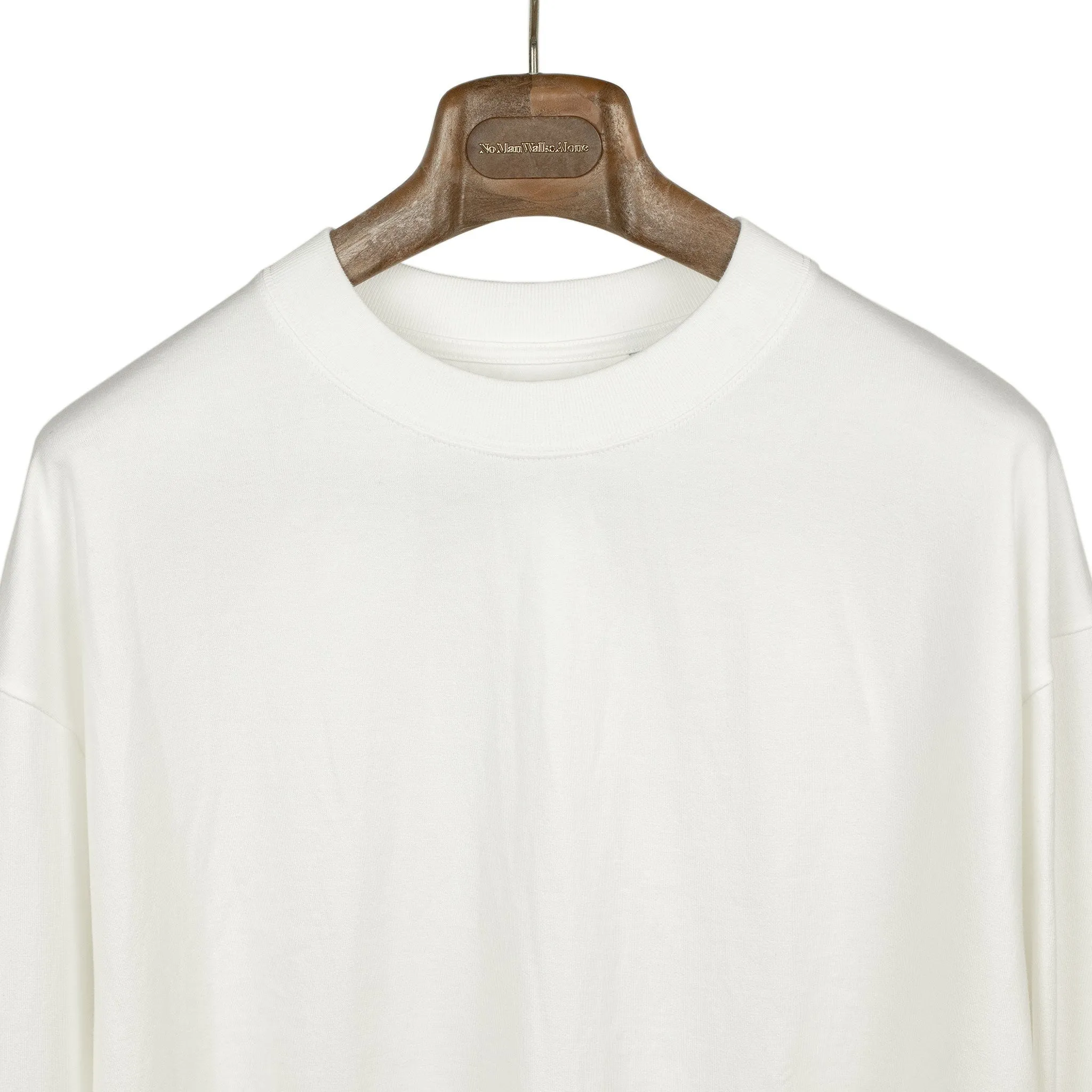 Long sleeve tee in white suvin and supima cotton