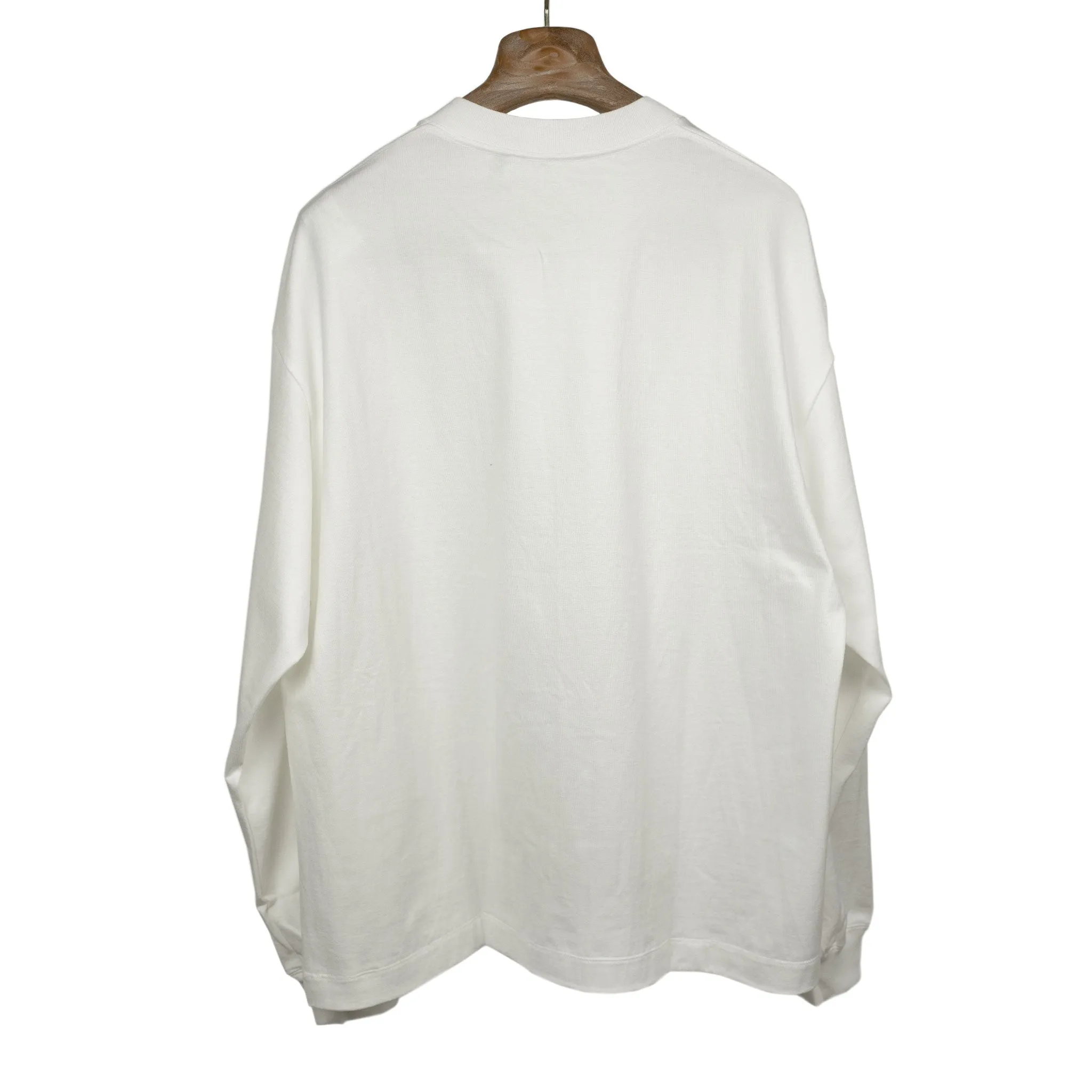 Long sleeve tee in white suvin and supima cotton