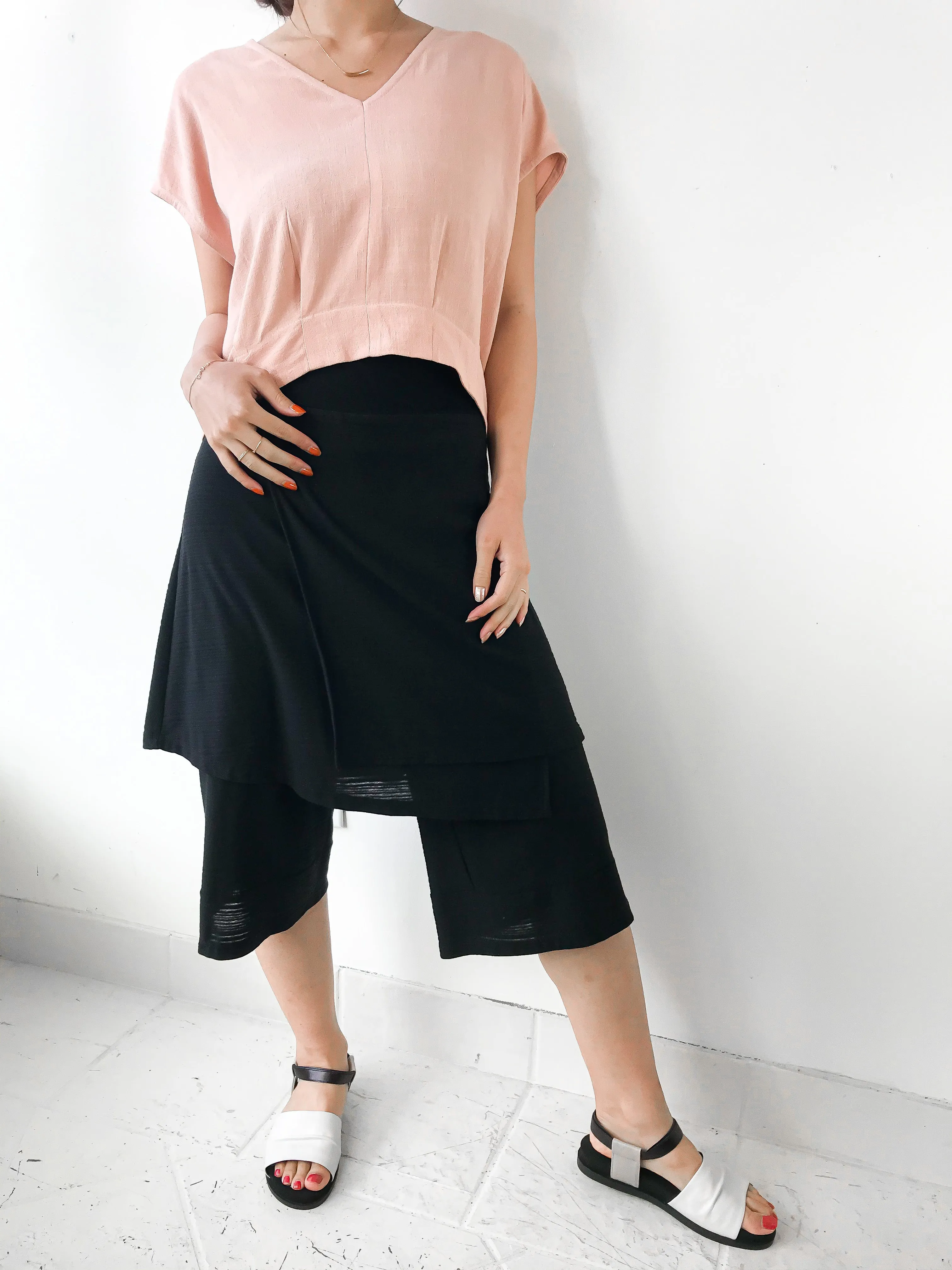 MELOW | MES2205 Wide Leg Skirt - Pants- Black