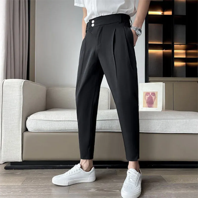 Men's Business Casual Cropped Trousers Dress Pants