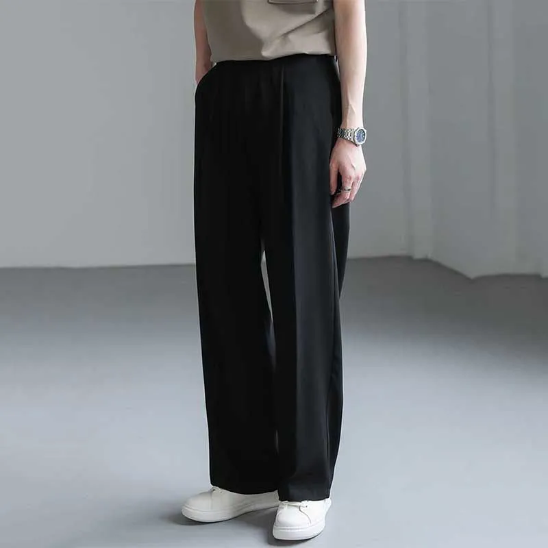 Men's Casual Loose Straight-leg Suit Pants Solid Color Drape Wide-leg Pants