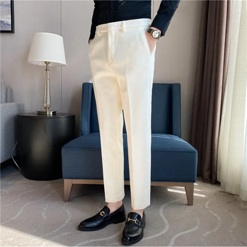 Men's Slim Fit Business Casual Tailored Suit Pants