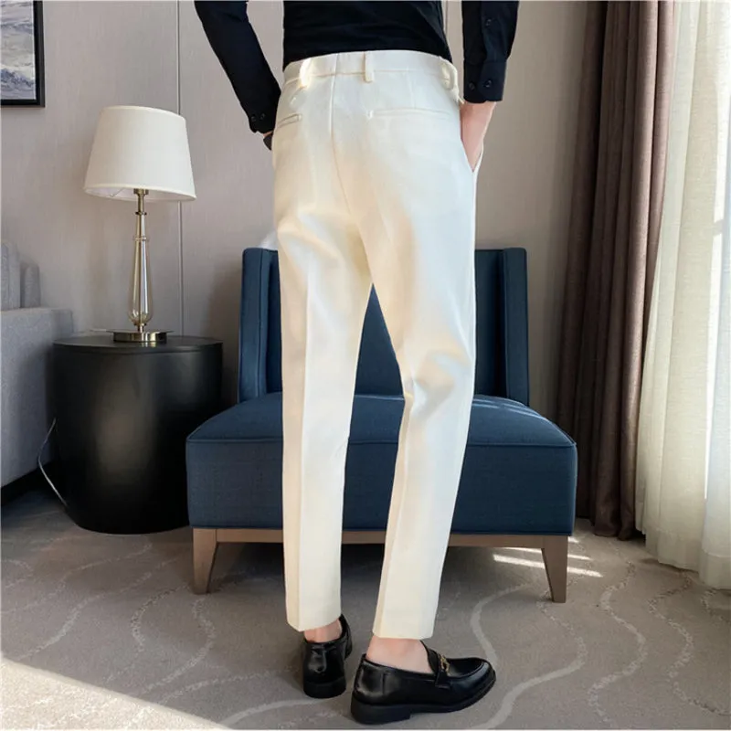 Men's Slim Fit Business Casual Tailored Suit Pants