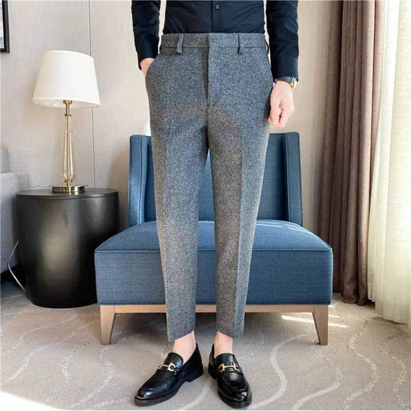 Men's Slim Fit Business Casual Tailored Suit Pants