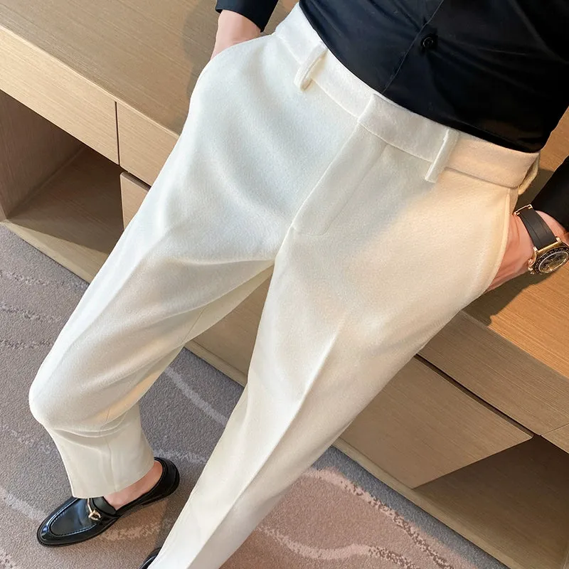 Men's Slim Fit Business Casual Tailored Suit Pants