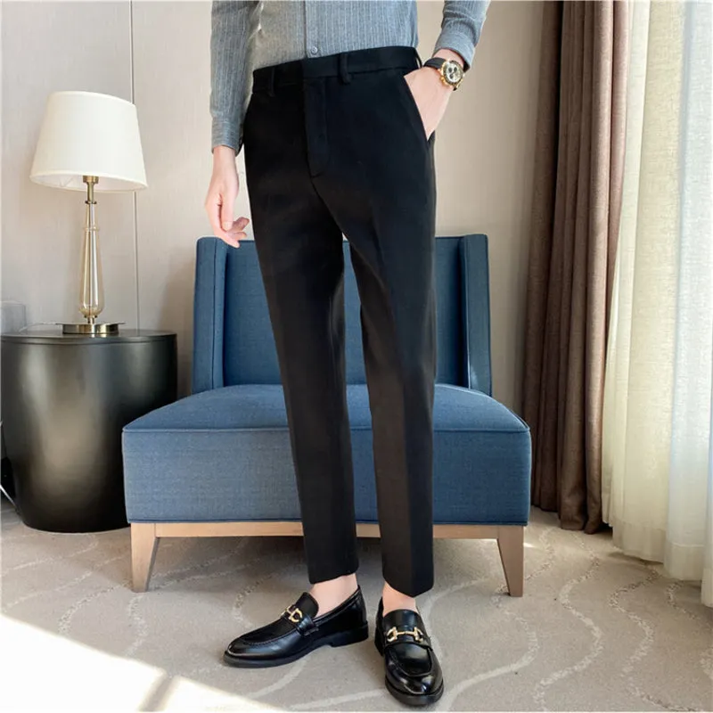 Men's Slim Fit Business Casual Tailored Suit Pants