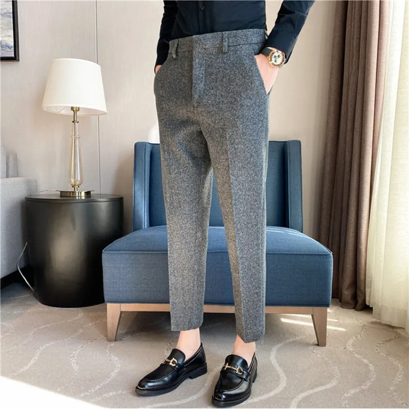 Men's Slim Fit Business Casual Tailored Suit Pants