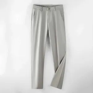 Men's Solid Color Straight Stretch Mid-rise Casual Pants