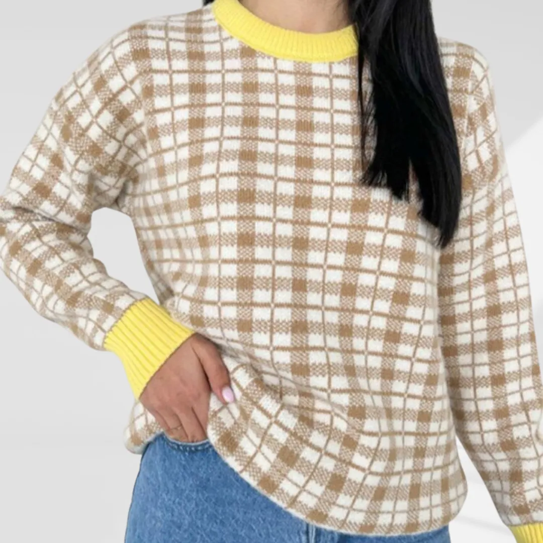 Plaid Knitted Pullover Sweater