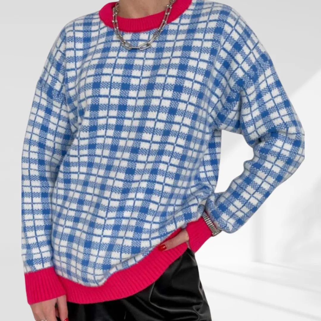 Plaid Knitted Pullover Sweater