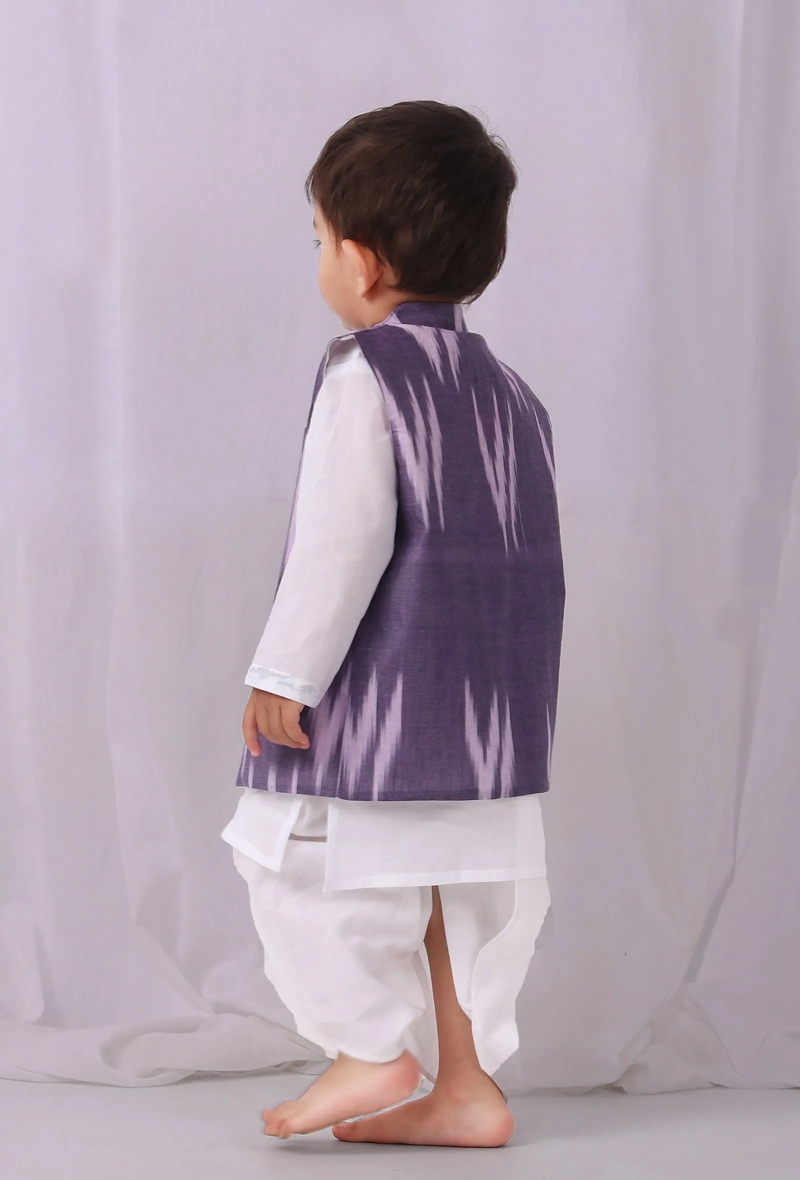 Purple Ikat Nehru Jacket