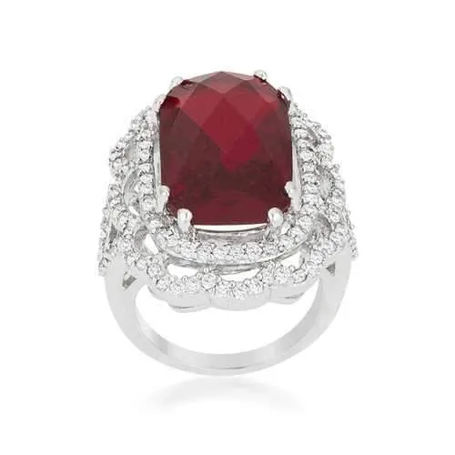 Red Cocktail Crest Ring