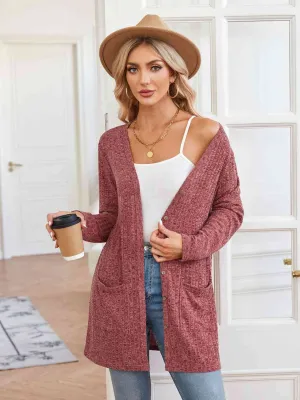 Ribbed Button Up Cardigan with Pockets