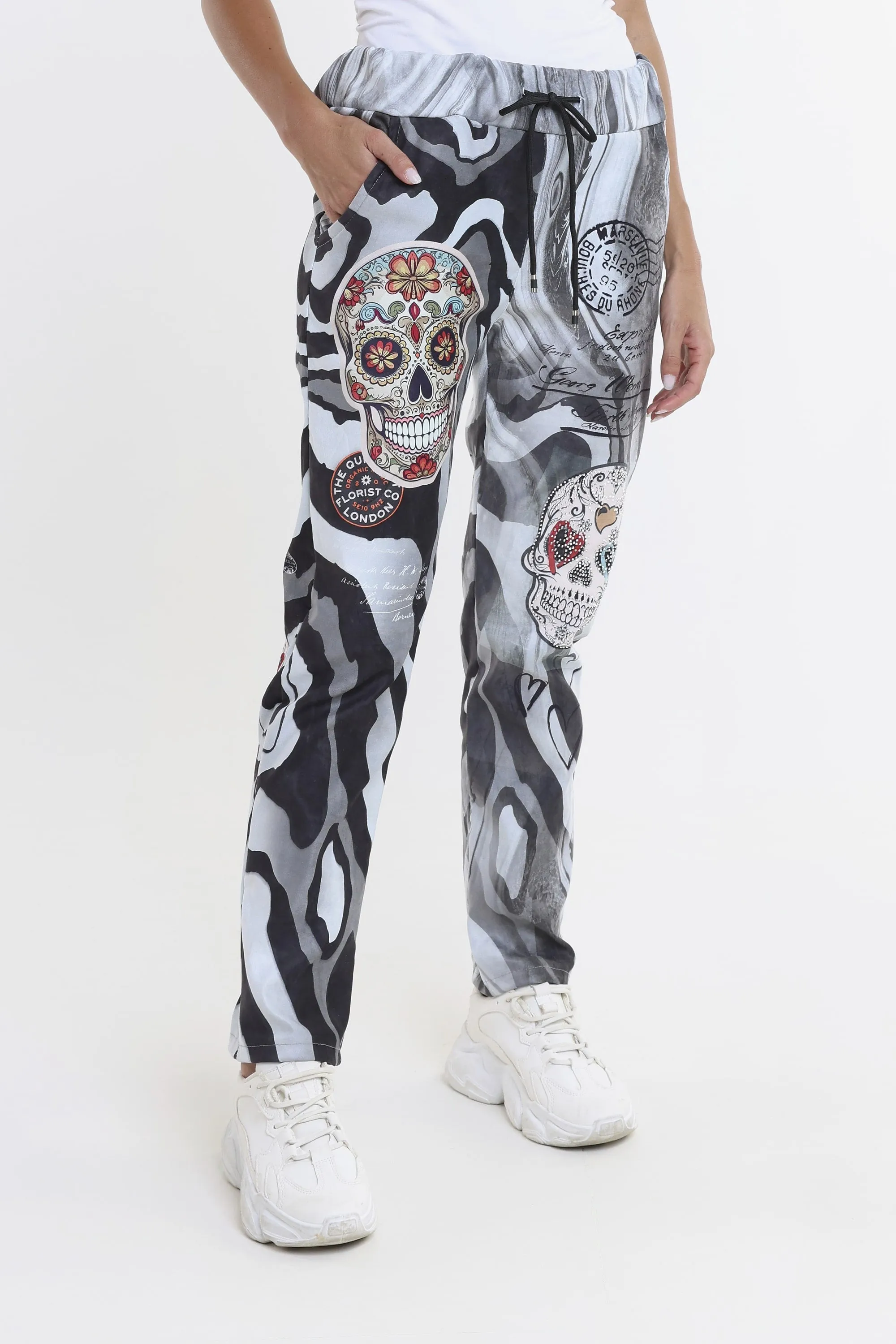 Skull Sonya Sueded Drawstring Pant (PL610H)