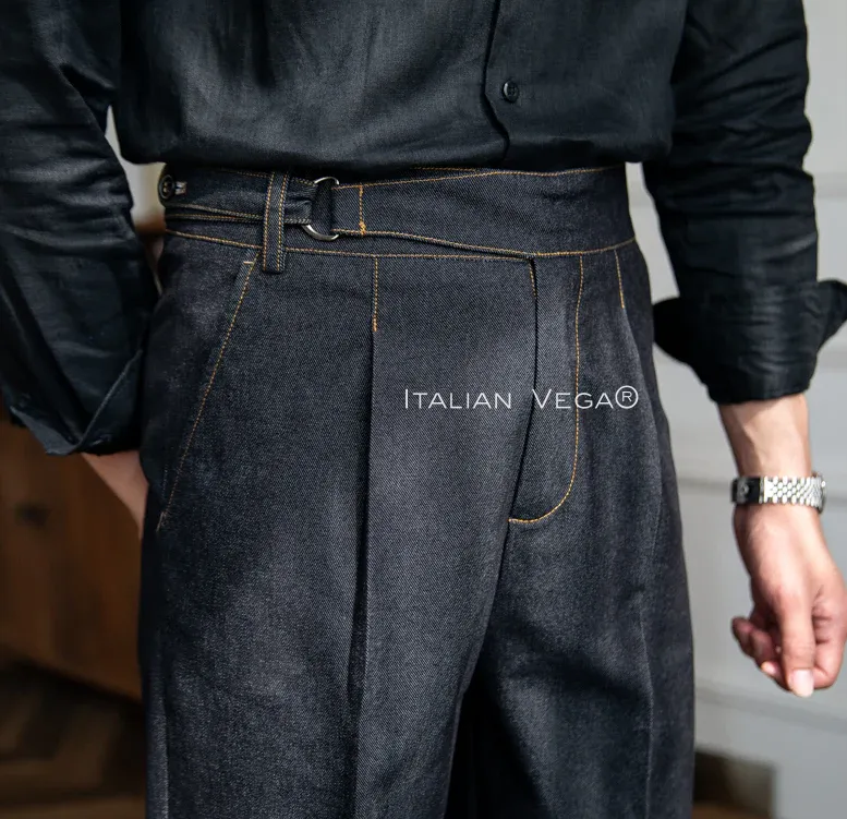 Space Blue Denim Veteran Gurkha Trouser by Italian Vega®