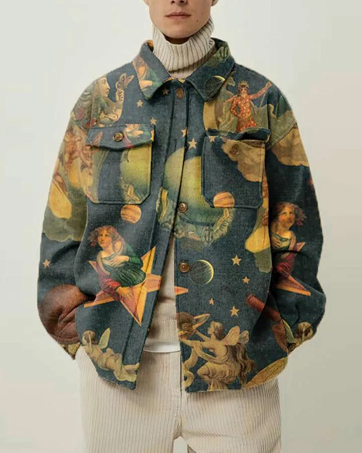 Street Vintage Patterns Print lapel Jacket