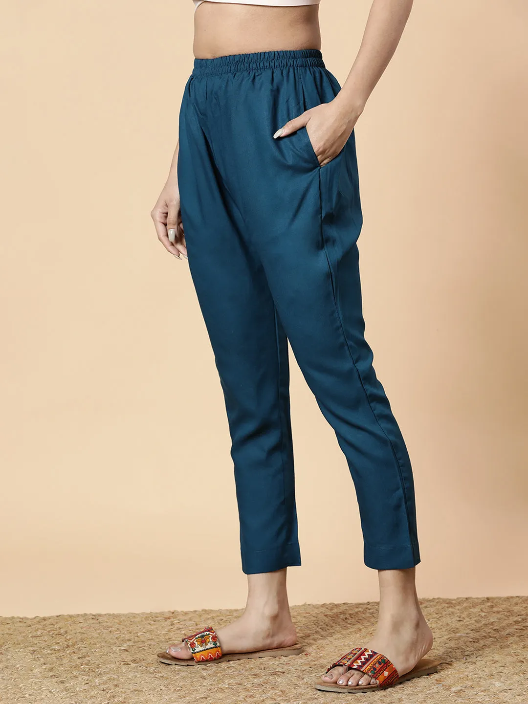 Teal Rayon Pants