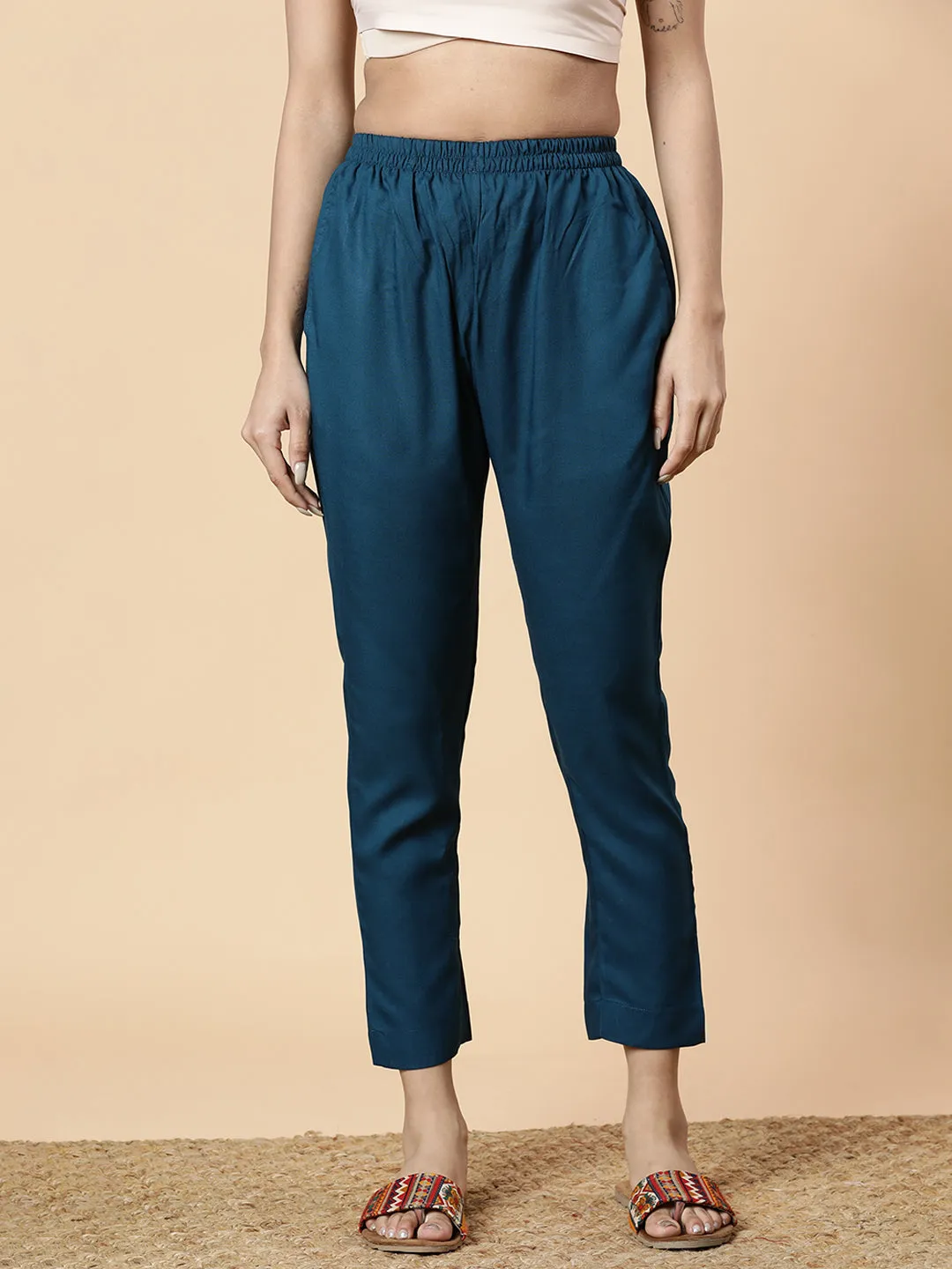 Teal Rayon Pants