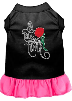 Timeless Tale Screen Print Dog Dress Black With Bright Pink Lg