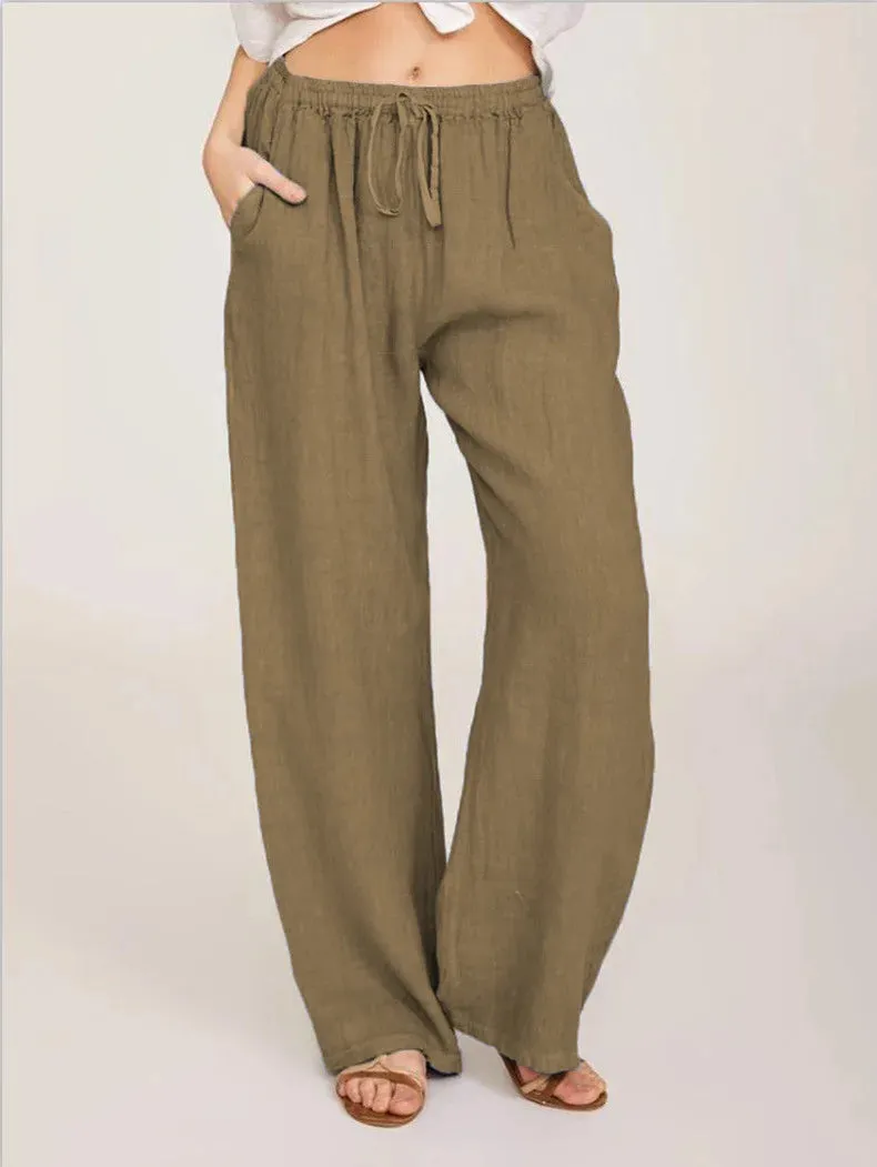 Trendy Loose-Fit Casual Cotton-Linen Pants for Women