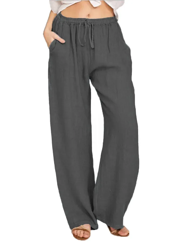 Trendy Loose-Fit Casual Cotton-Linen Pants for Women