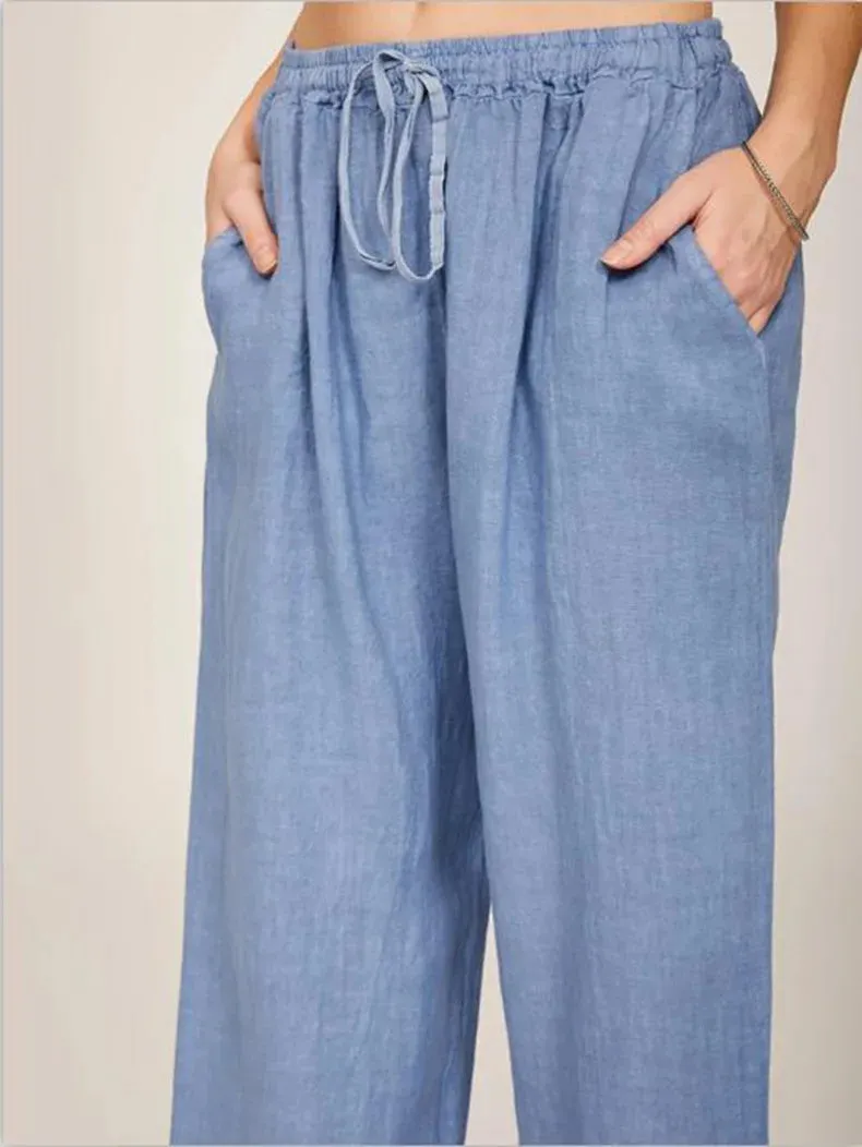 Trendy Loose-Fit Casual Cotton-Linen Pants for Women