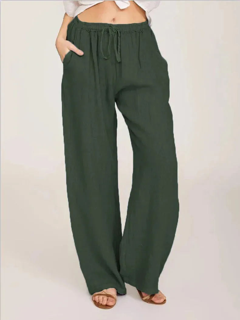 Trendy Loose-Fit Casual Cotton-Linen Pants for Women