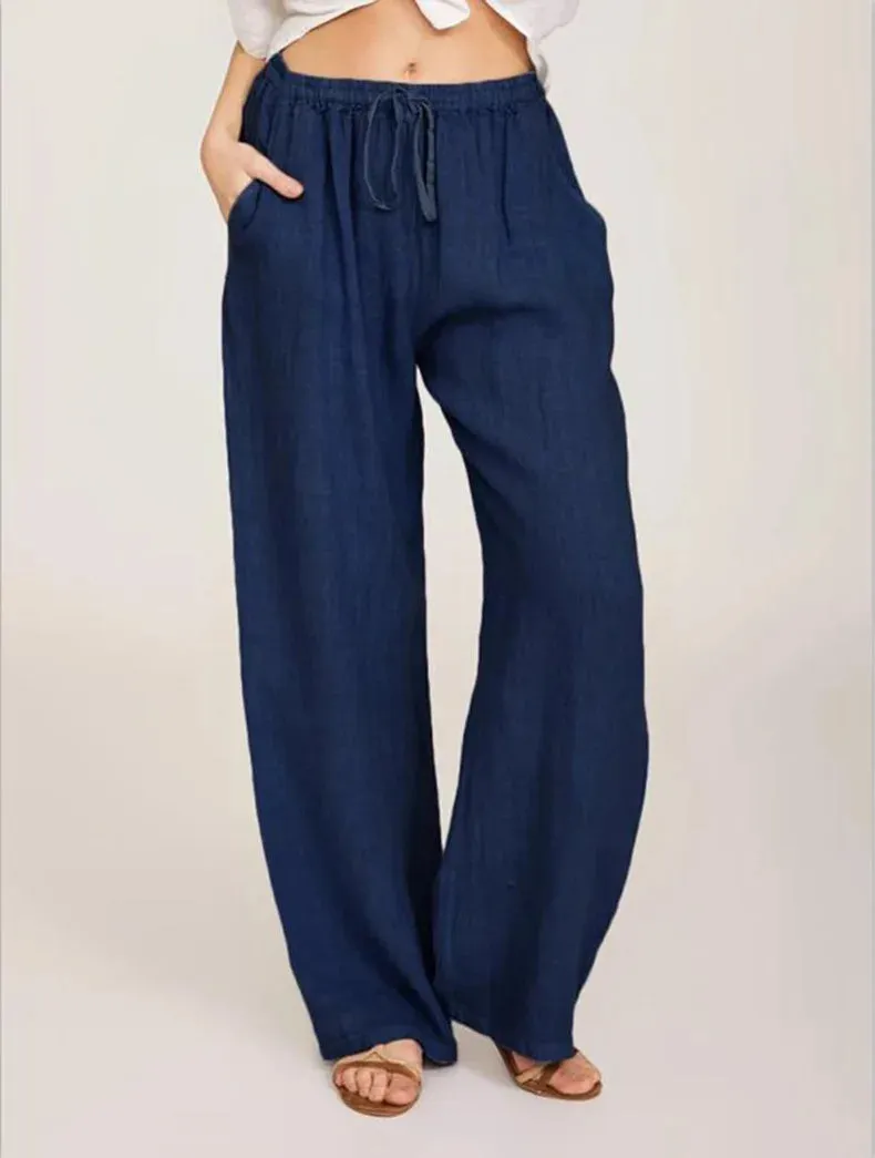 Trendy Loose-Fit Casual Cotton-Linen Pants for Women