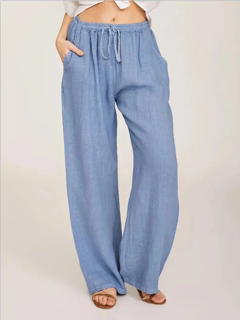 Trendy Loose-Fit Casual Cotton-Linen Pants for Women